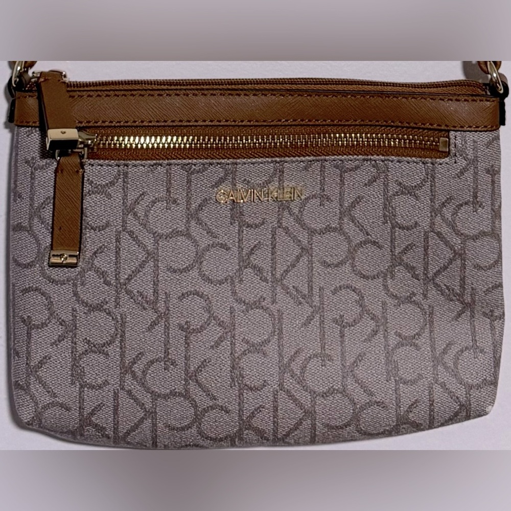 Calvin Klein. Brown and Gray Crossbody Handbag. NWT